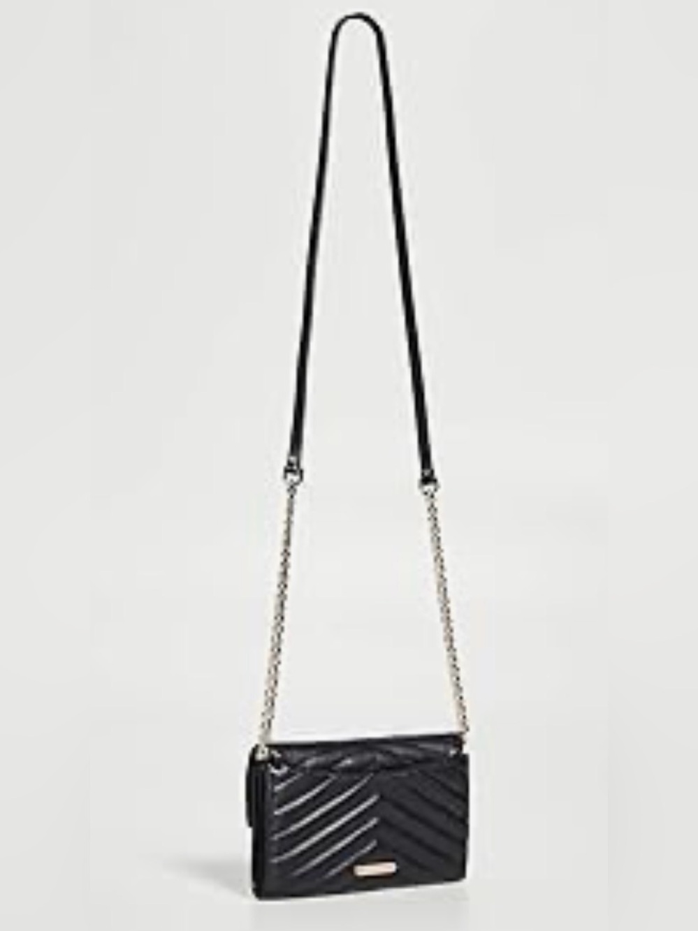Rebecca Minkoff Edie Wallet Chain Black Quilted Leather Crossbody Gold Accents - Picture 3 of 10